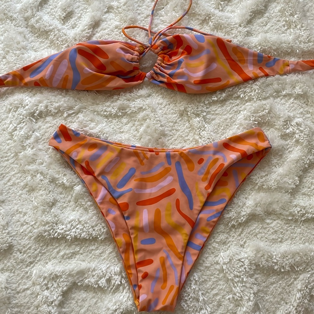 Aurelle orange abstract bikini